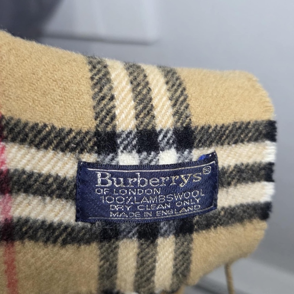 Burberry Tan and Black Checkered Scarf